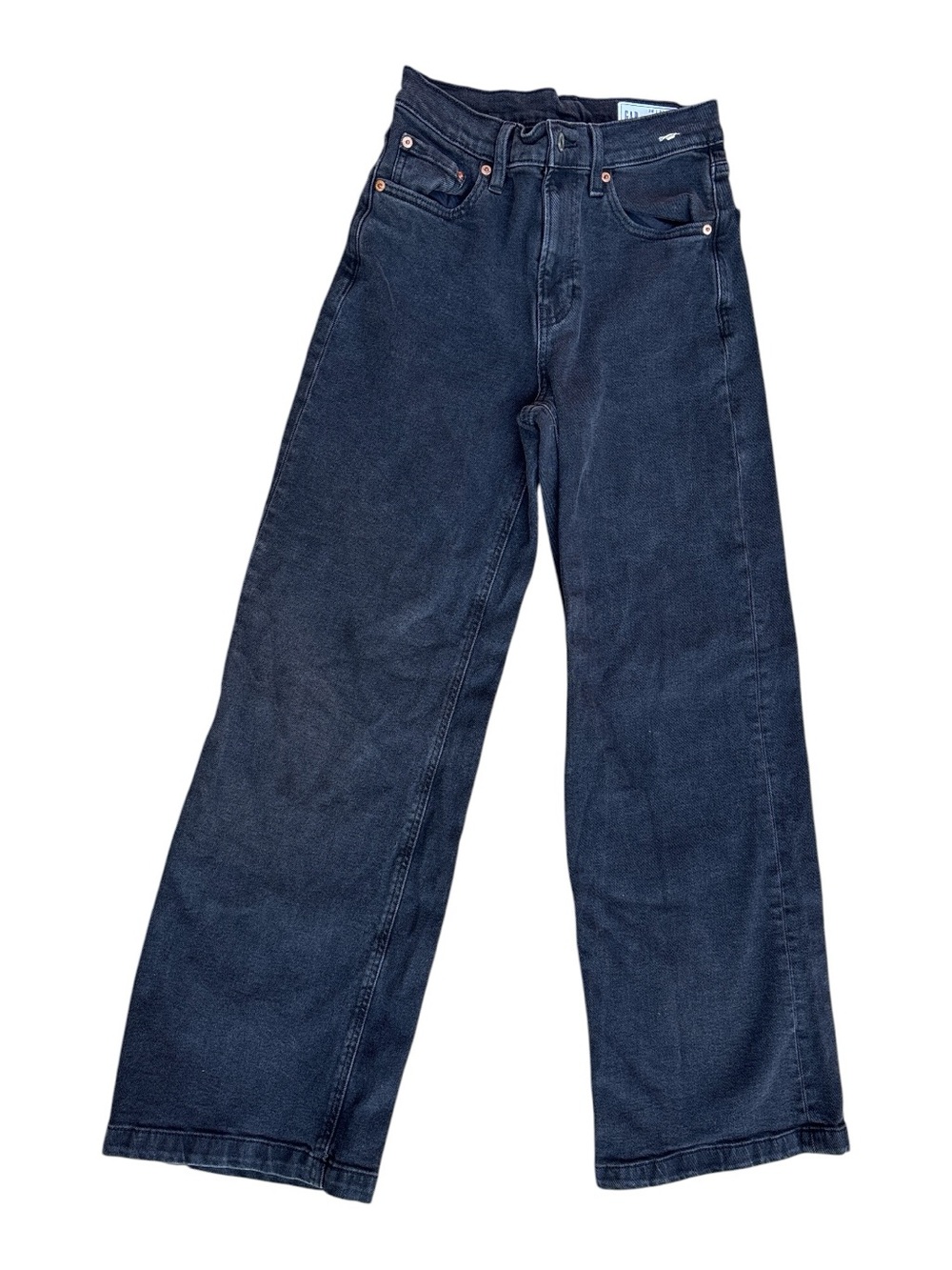 GAP High Rise Stride Wide  Leg Jeans in Black Denim 26/2r